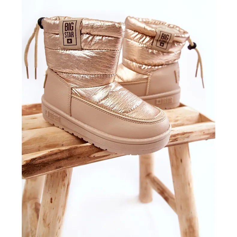 Children's snow boots Big Star KK374221 Beżowo-Złote beige golden