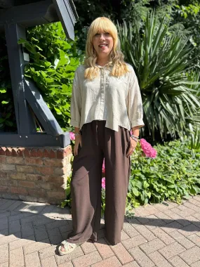 Chocolate Wide Leg Pocket Trousers Claudia