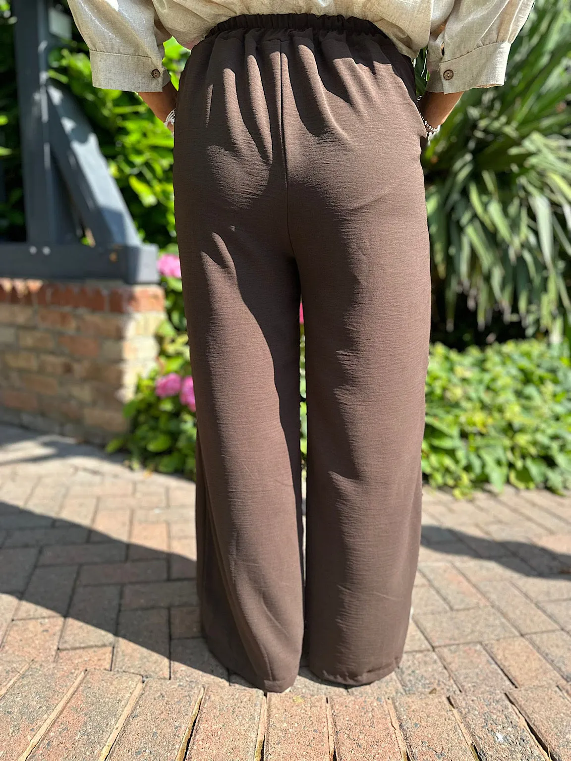 Chocolate Wide Leg Pocket Trousers Claudia