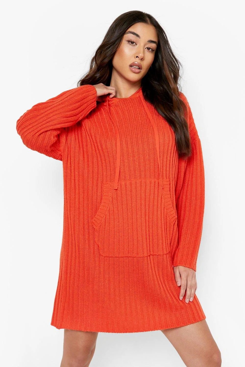 Chunky Rib Knitted Sweater Dress