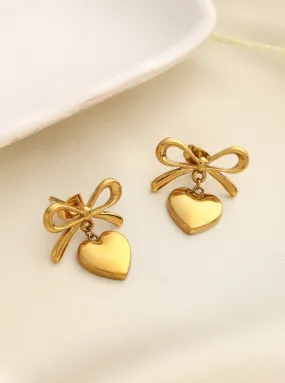 Classic Bow Heart Earrings