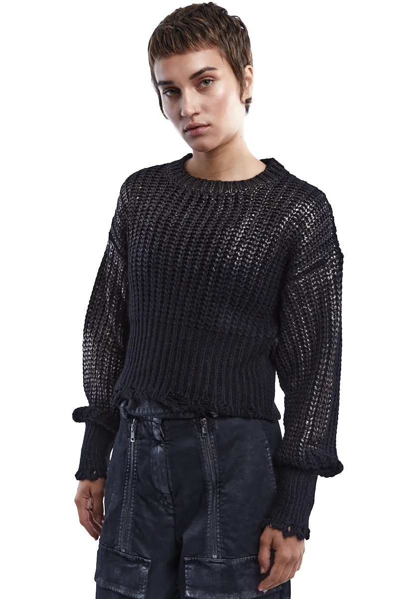 COATED CROPPED SWEATER