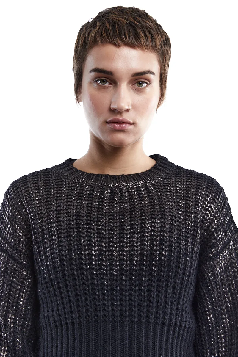 COATED CROPPED SWEATER