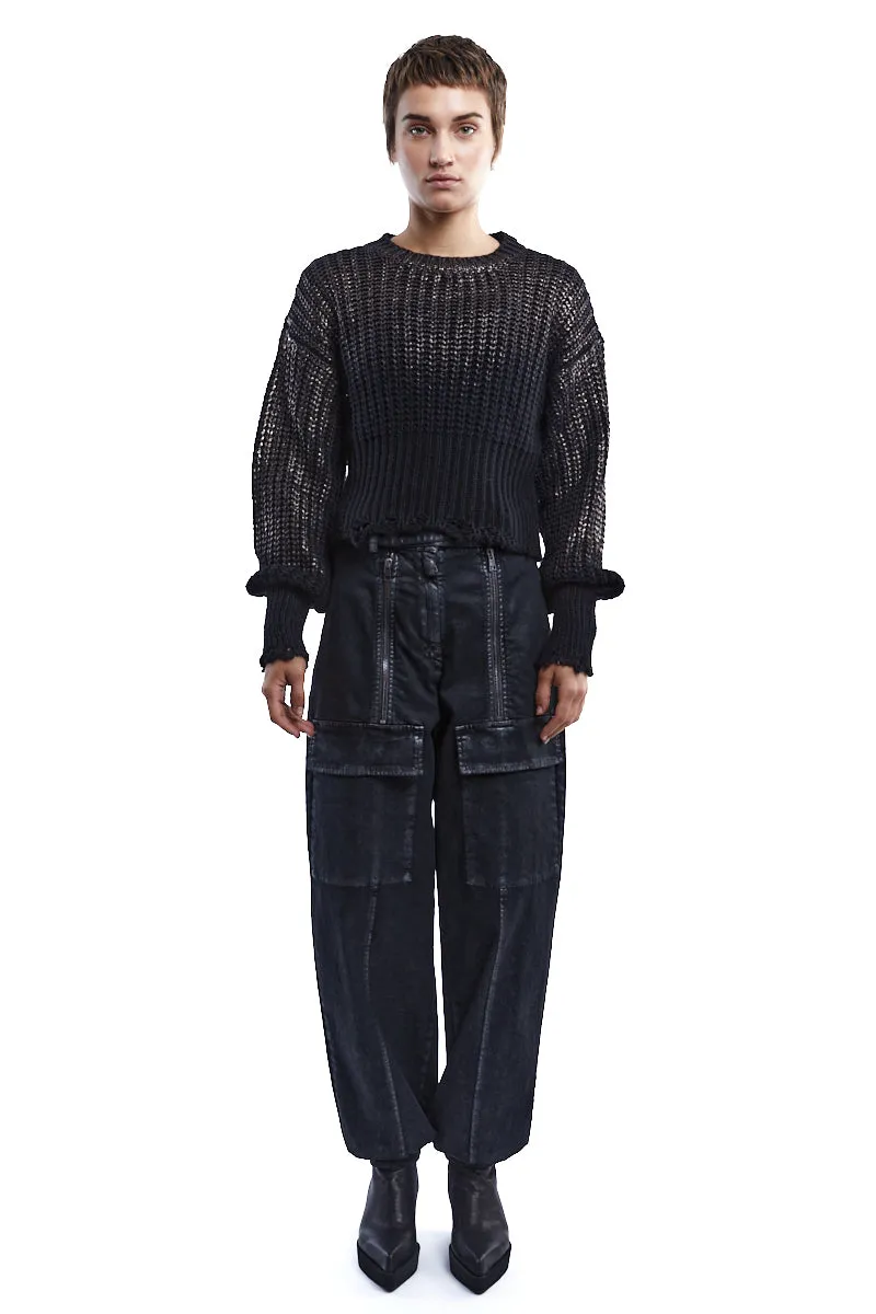 COATED CROPPED SWEATER