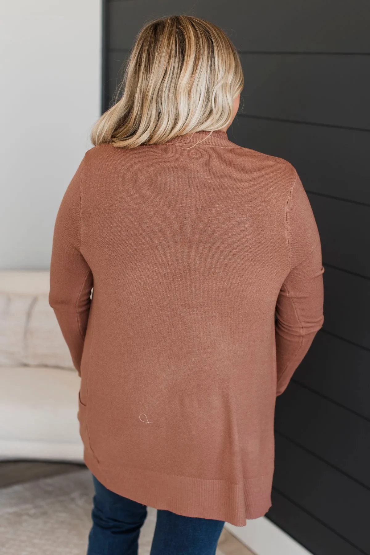 Comfortable With Myself Knit Cardigan- Marsala