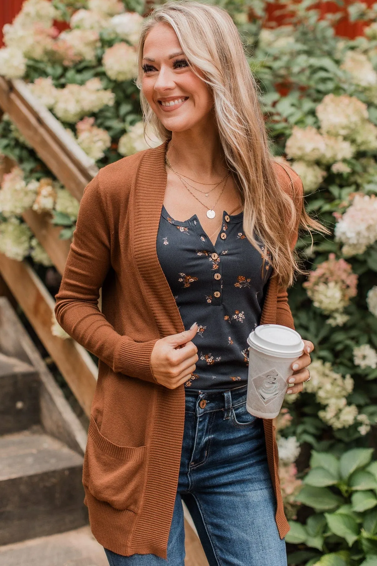 Comfortable With Myself Knit Cardigan- Pecan