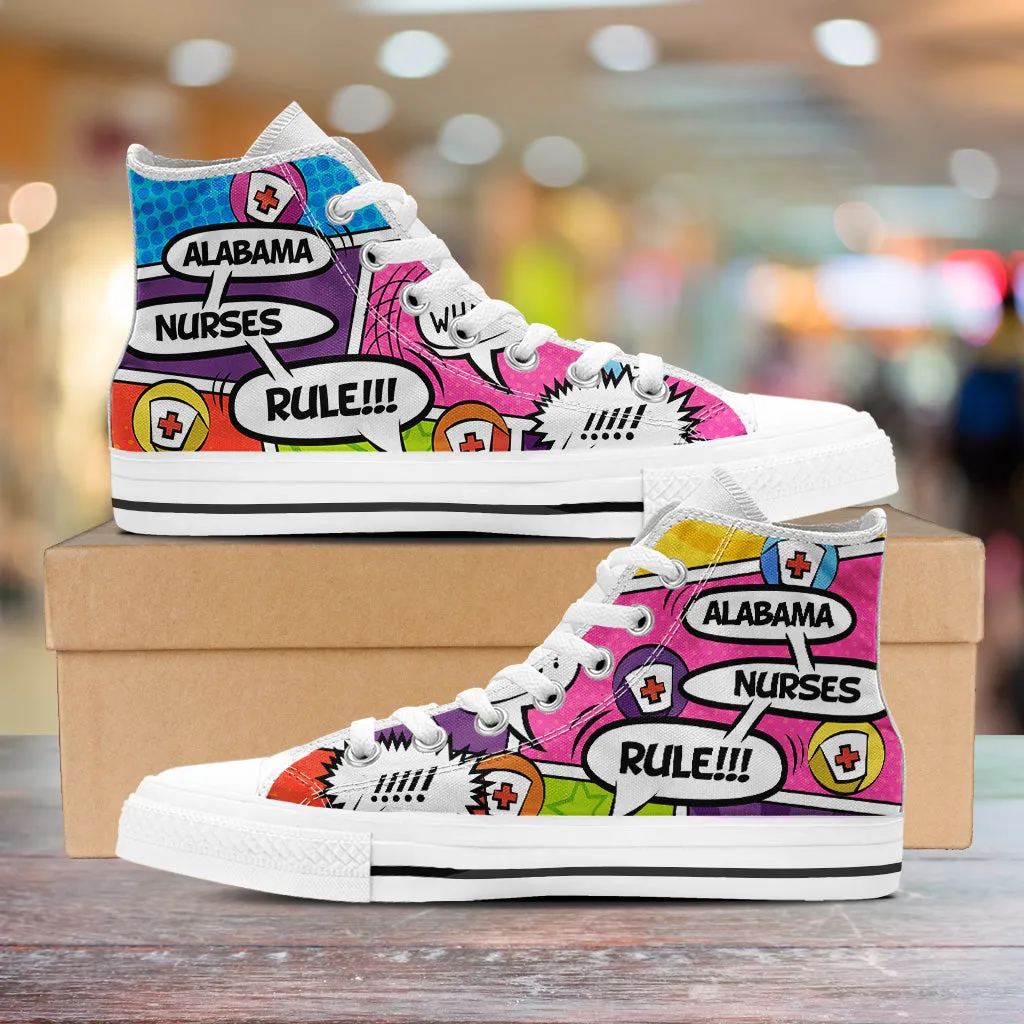 Comic Alabama Nurse High Top Shoes White