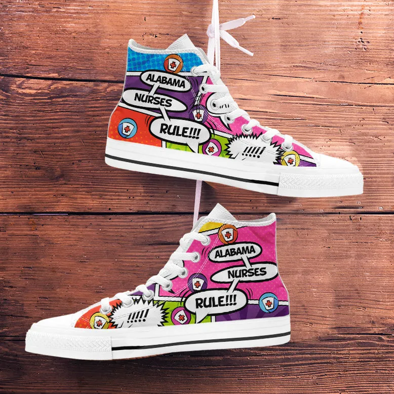 Comic Alabama Nurse High Top Shoes White