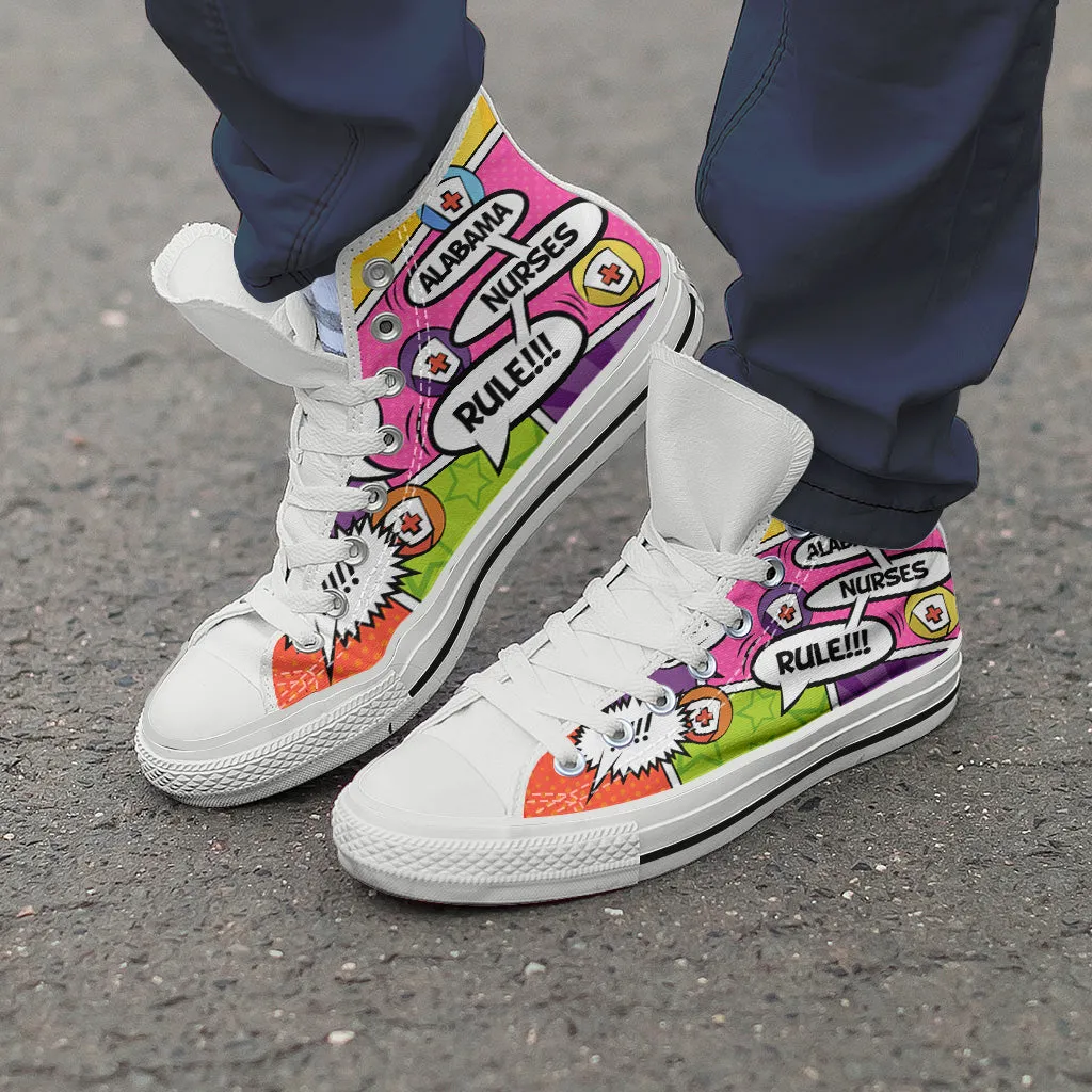 Comic Alabama Nurse High Top Shoes White