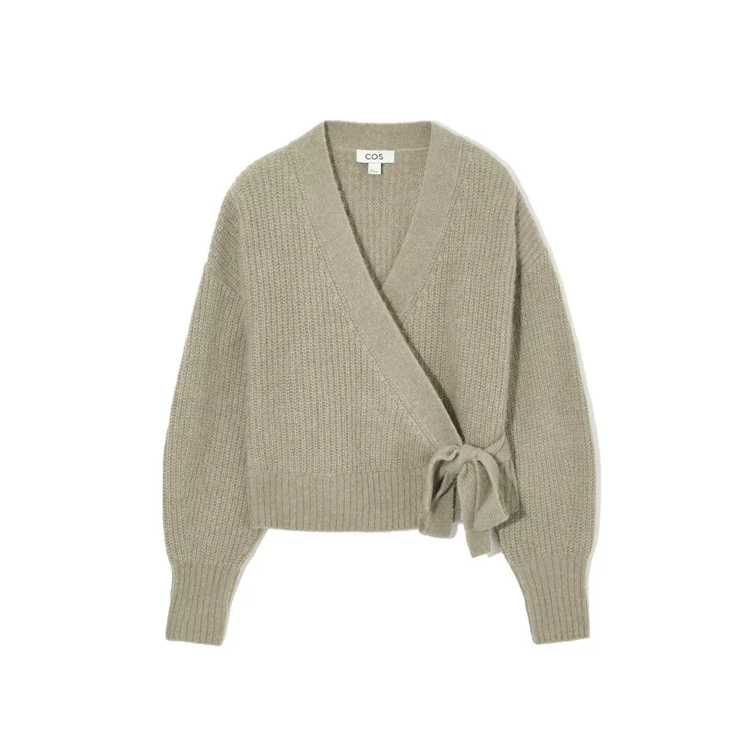 COS  |Wool Nylon Long Sleeves Plain Khaki Cardigans