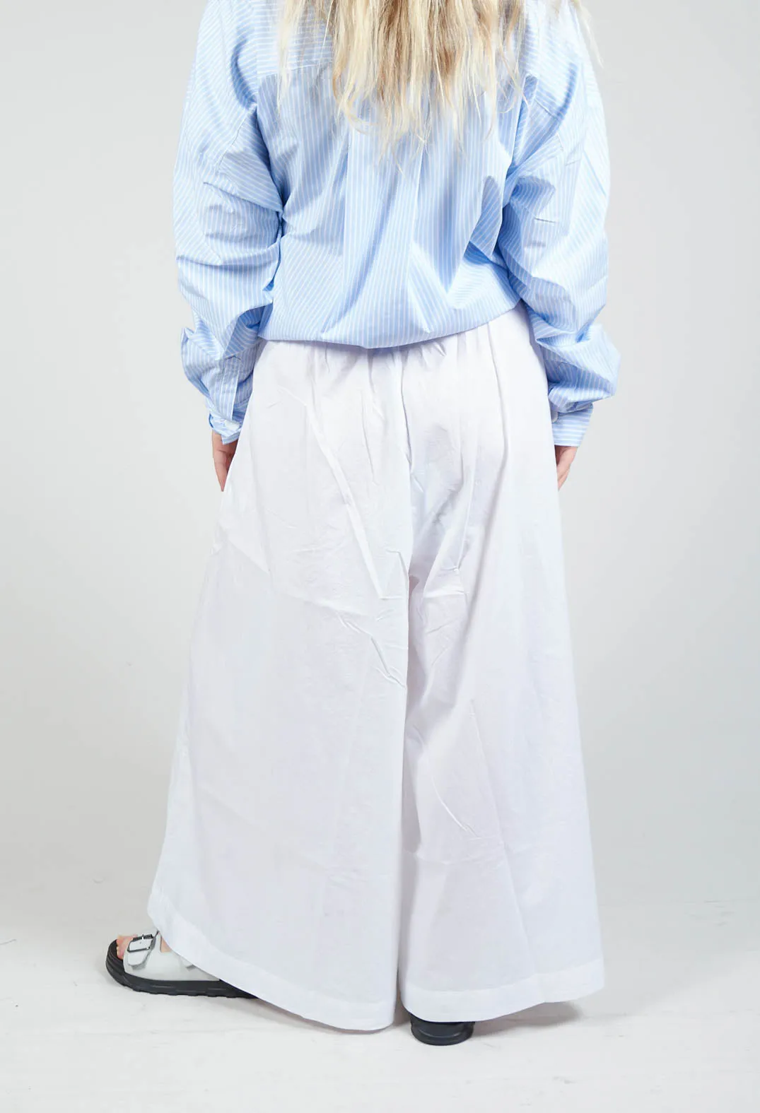 Cotton Wide Leg Trousers in Bianco