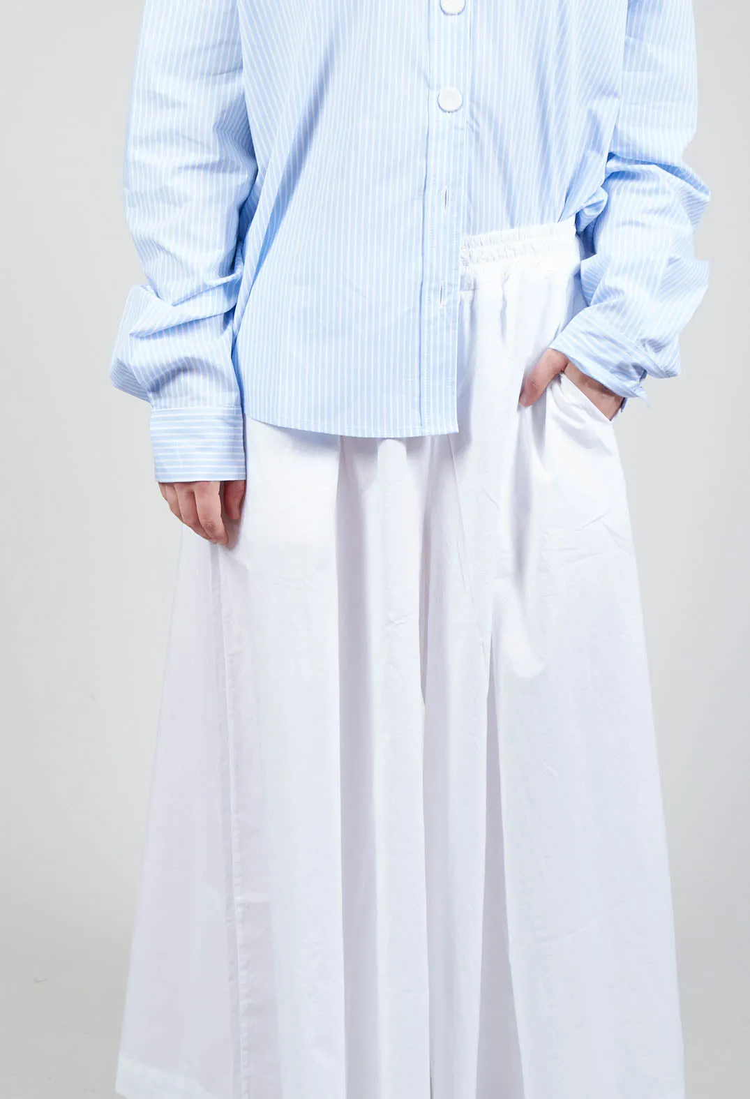 Cotton Wide Leg Trousers in Bianco