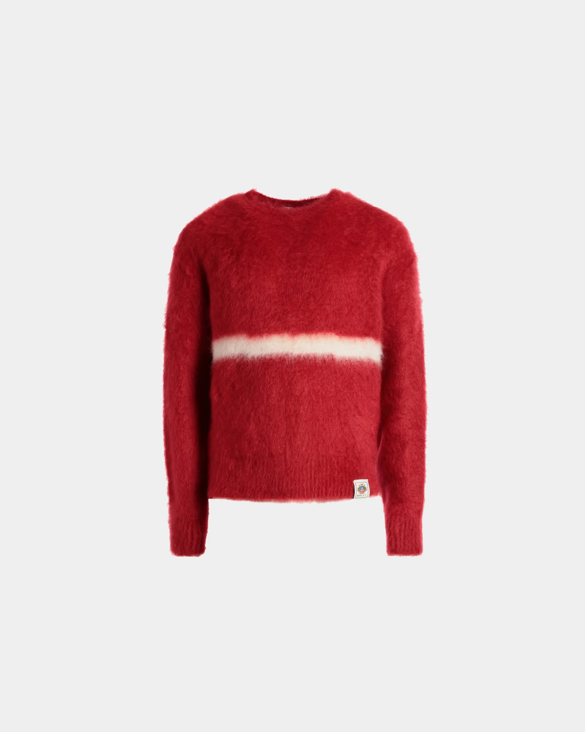 Crewneck Sweater In Red Mohair And Silk