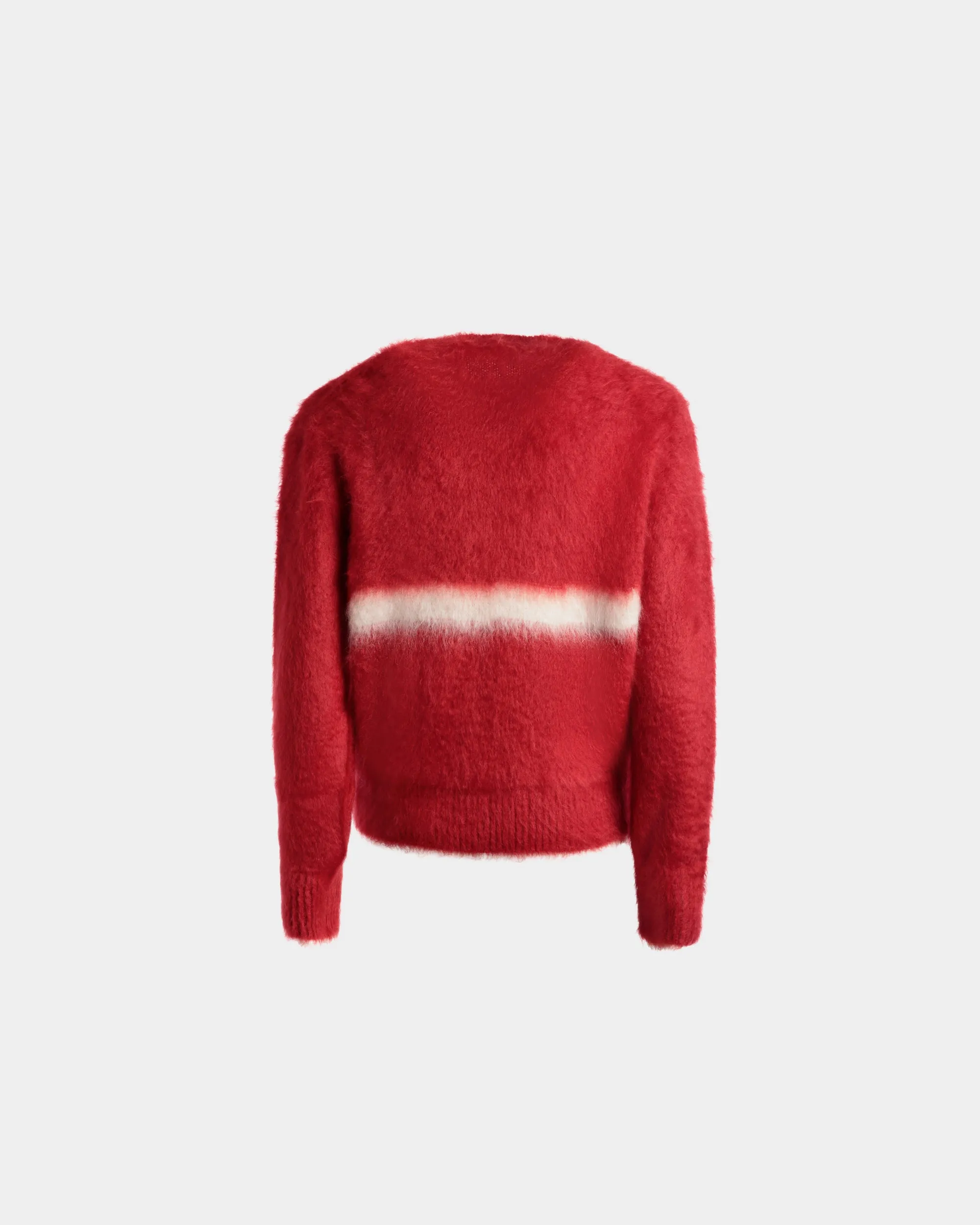 Crewneck Sweater In Red Mohair And Silk