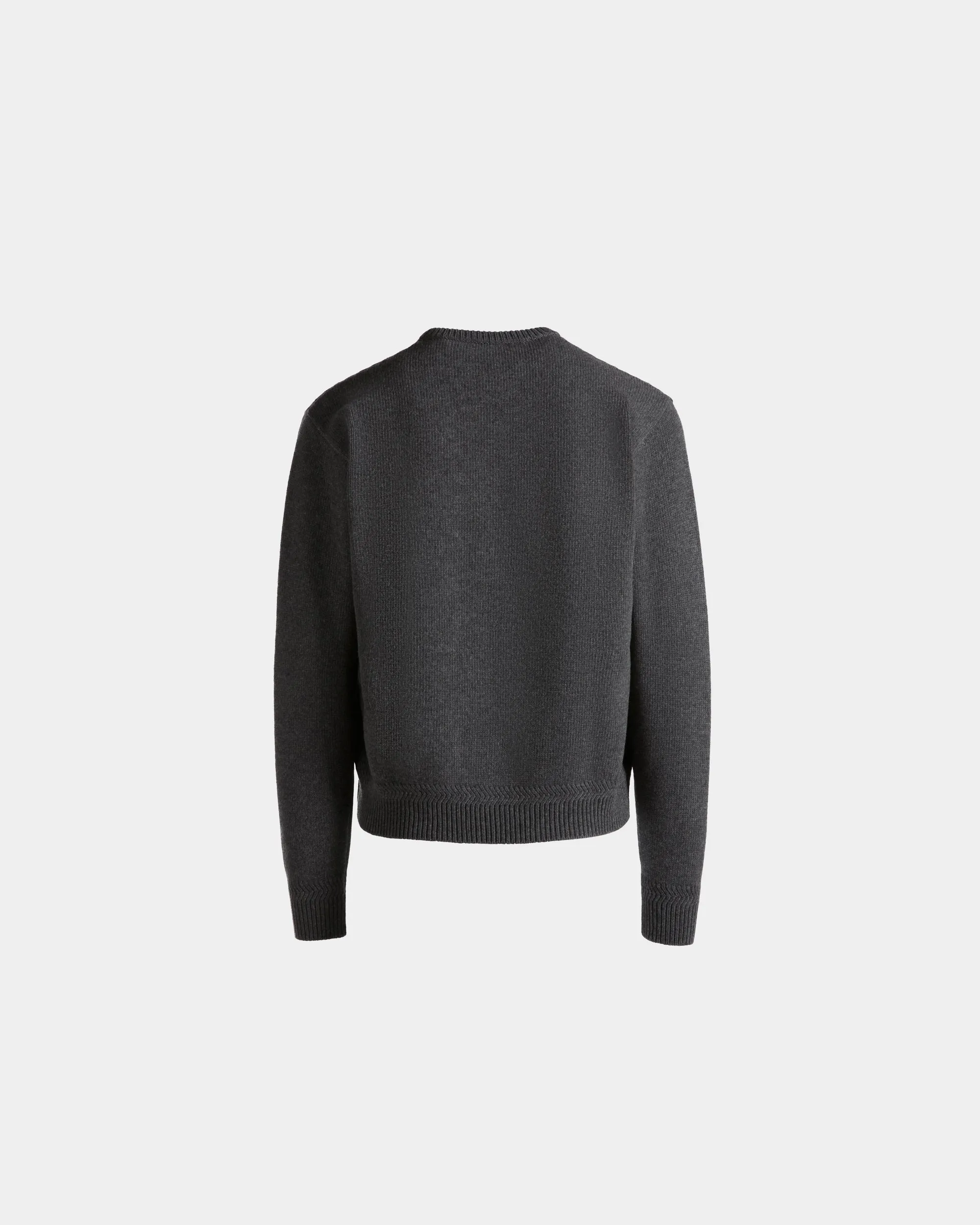 Crewneck Sweater With Logo In Dark Grey Wool