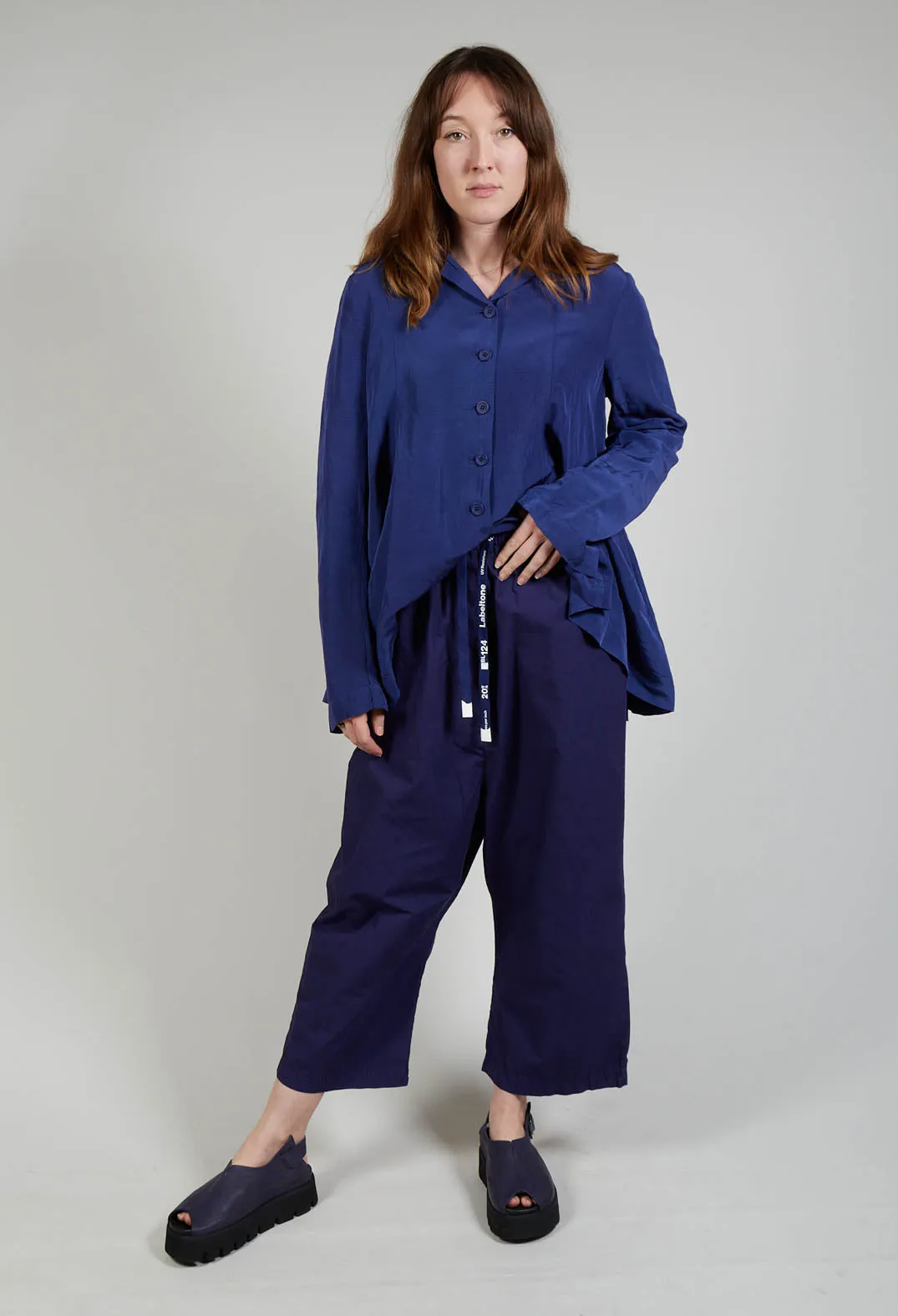 Cropped Wide Leg Trousers in Azur