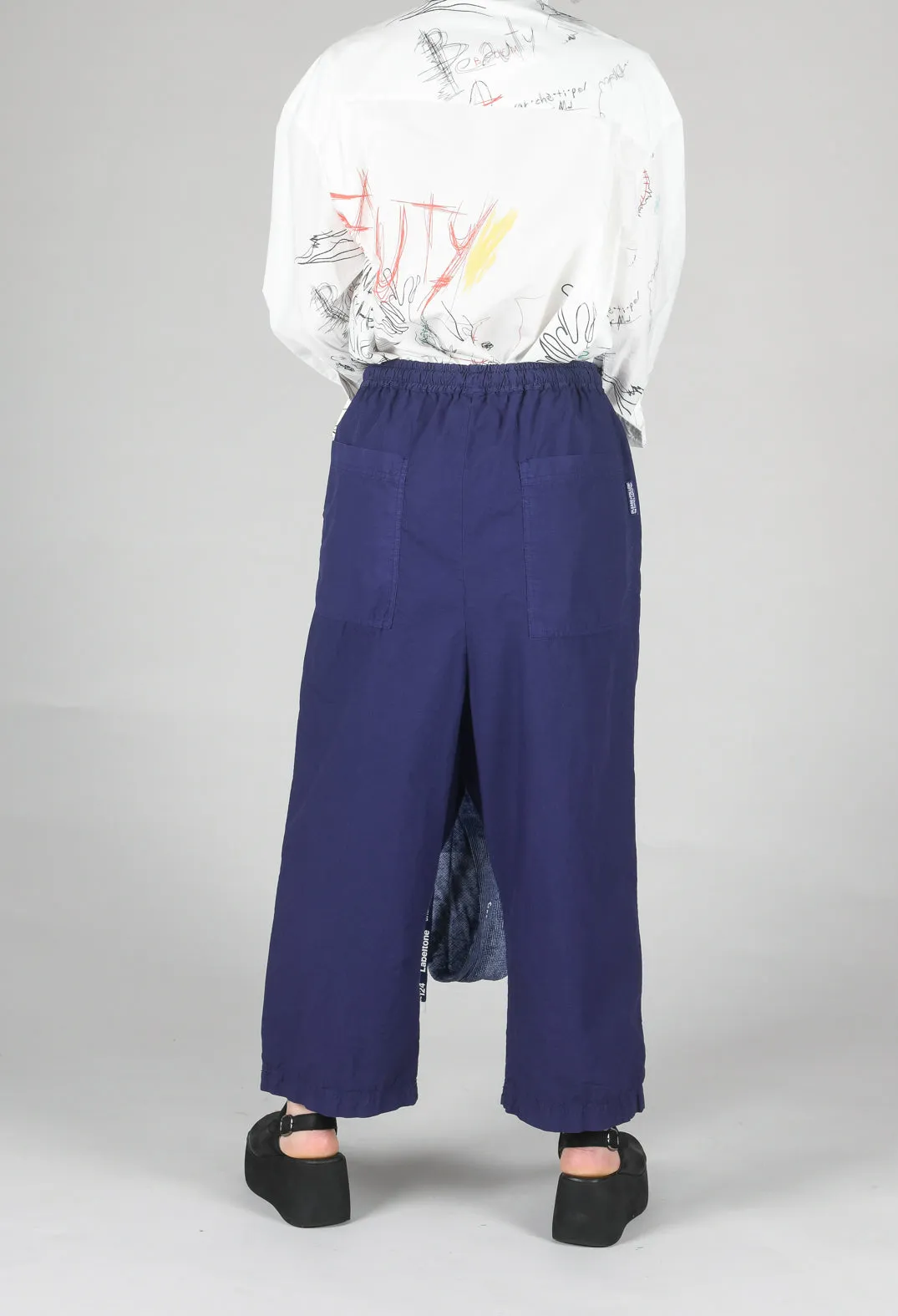 Cropped Wide Leg Trousers in Azur