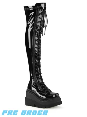 DEMONIA SHAKER-374 - BLACK PATENT  PRE ORDER 