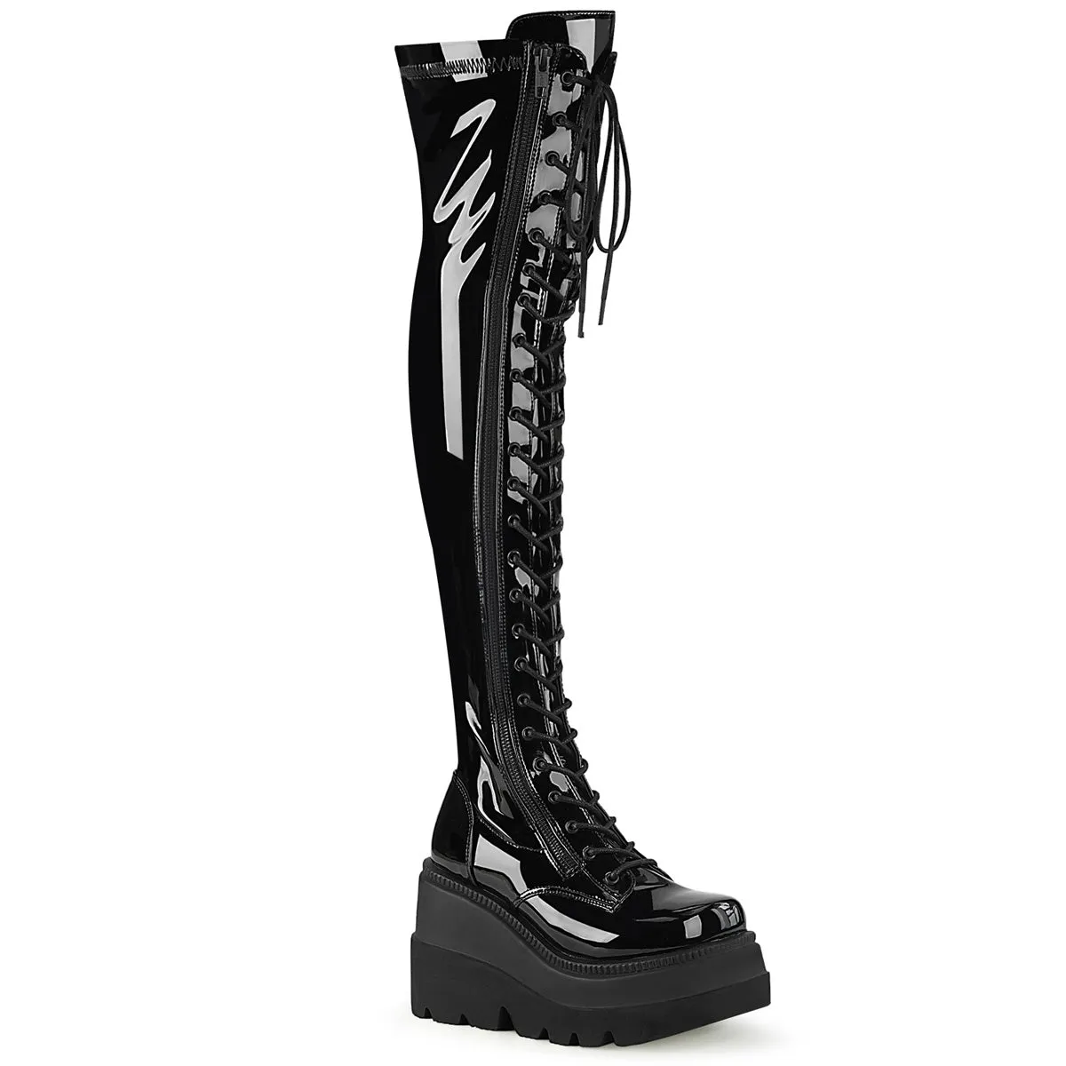 DEMONIA SHAKER-374 - BLACK PATENT  PRE ORDER 