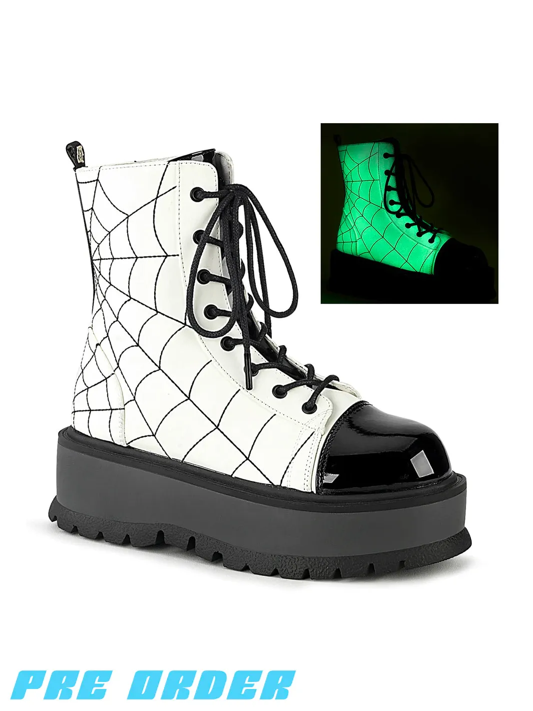 DEMONIA SLACKER-88 - WHITE VEGAN LEATHER  PRE ORDER 