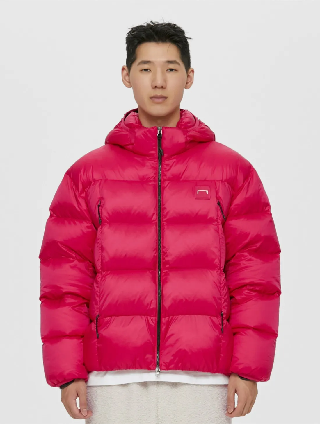 DETACHABLE HOODED PUFFER DOWN JACKET-RED