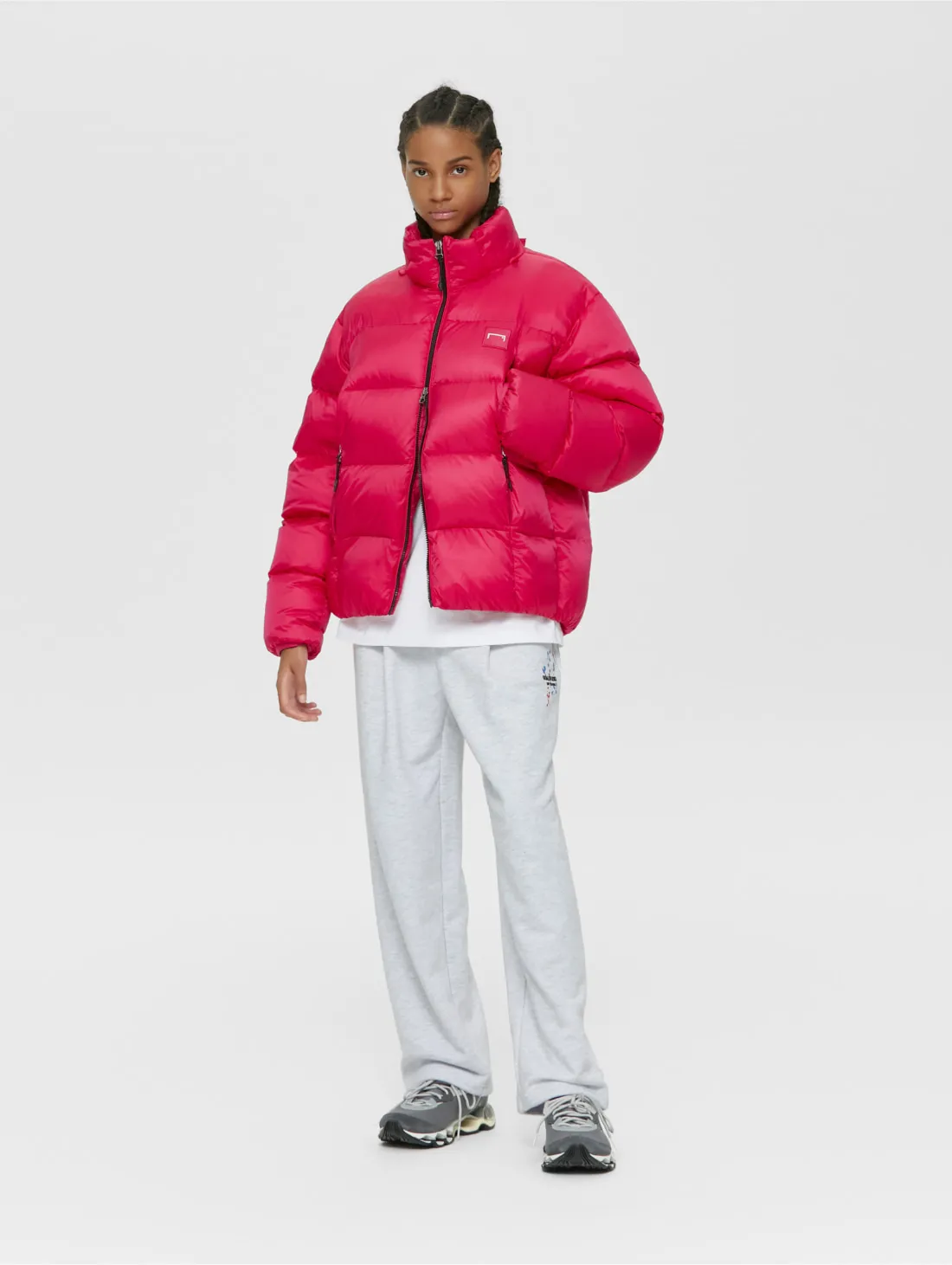 DETACHABLE HOODED PUFFER DOWN JACKET-RED