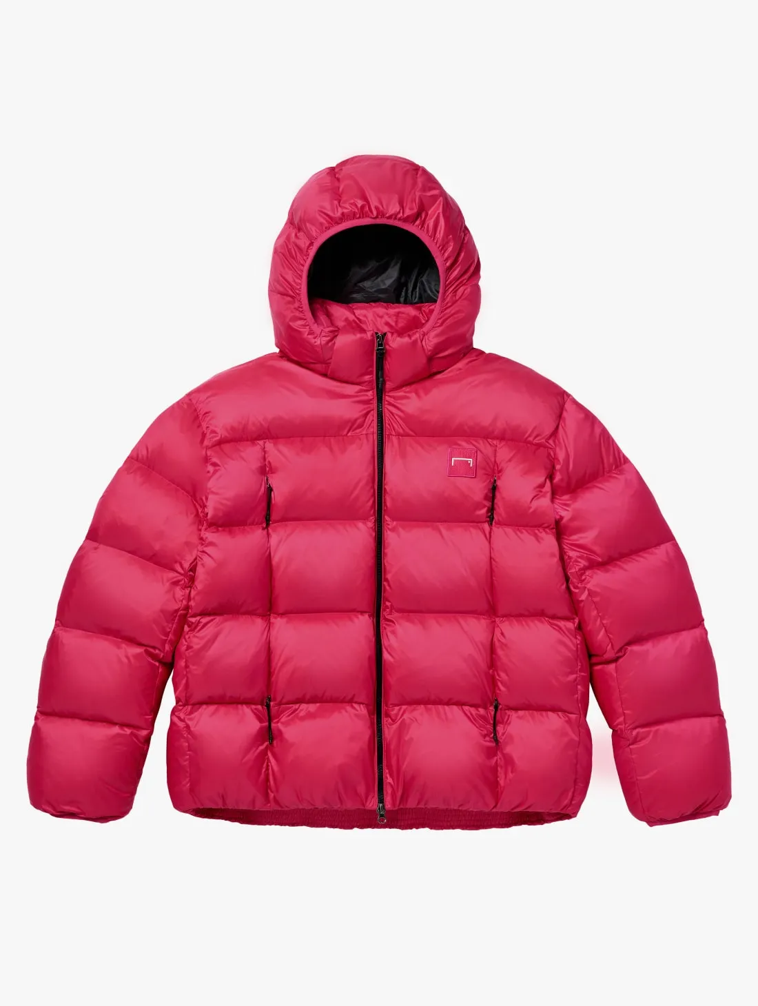 DETACHABLE HOODED PUFFER DOWN JACKET-RED