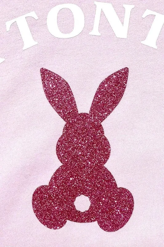 Easter Bunny Glitter Graphic Fleece Sweatshirts