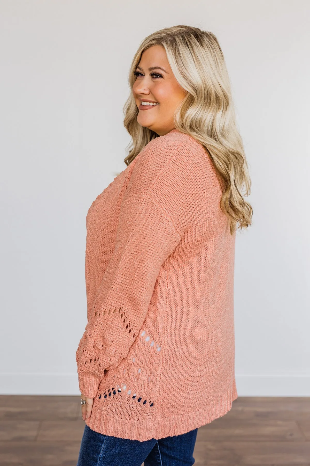 Feelin' Cozy Thick Knit Cardigan- Peach