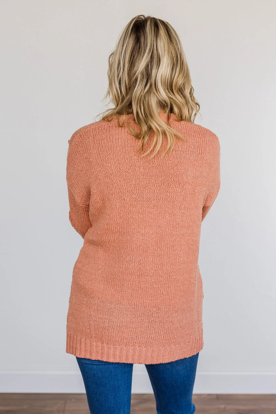 Feelin' Cozy Thick Knit Cardigan- Peach