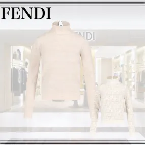 FENDI  |Crew Neck Casual Style Wool Silk Blended Fabrics