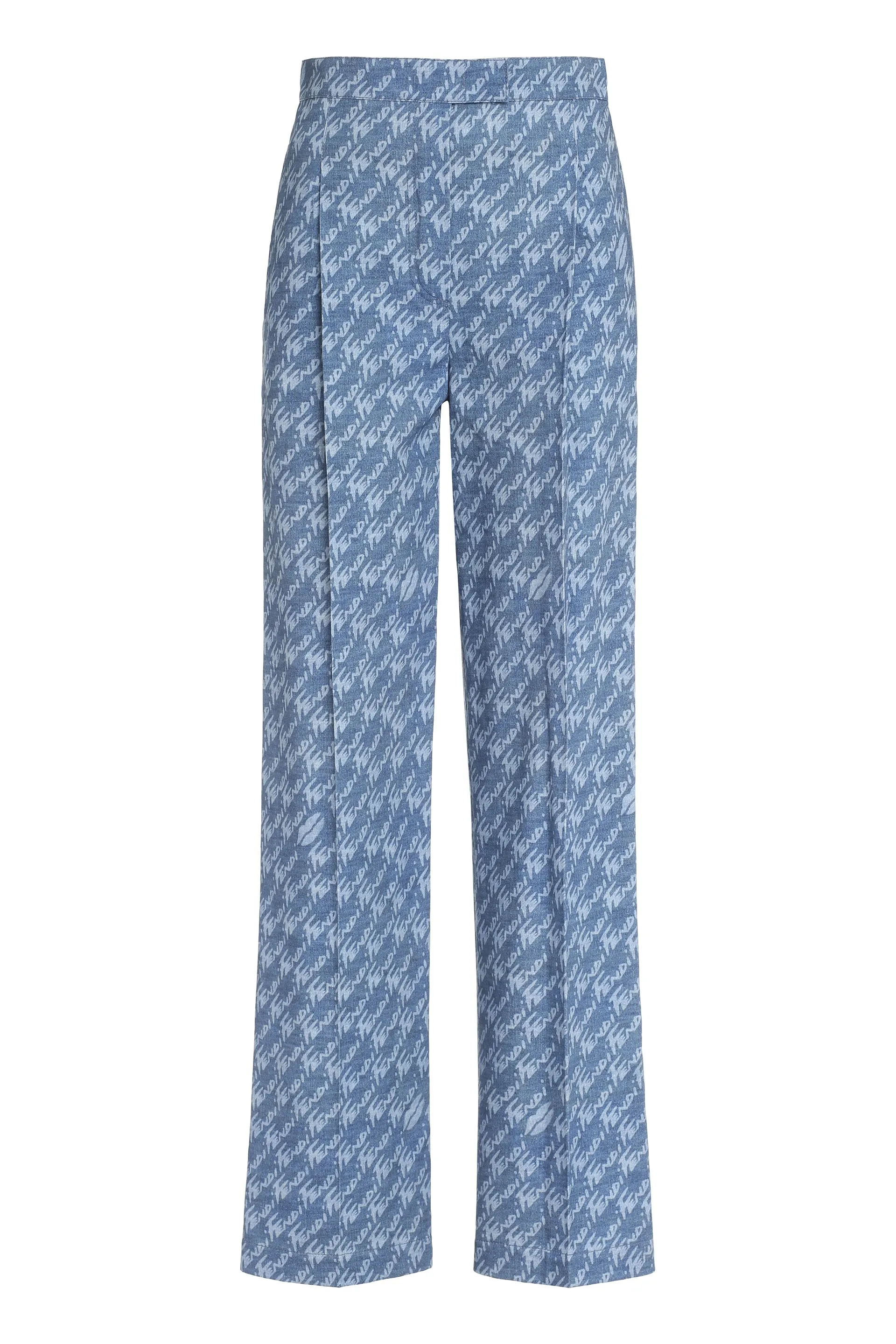 Fendi High-Rise Logo Chambray Trousers