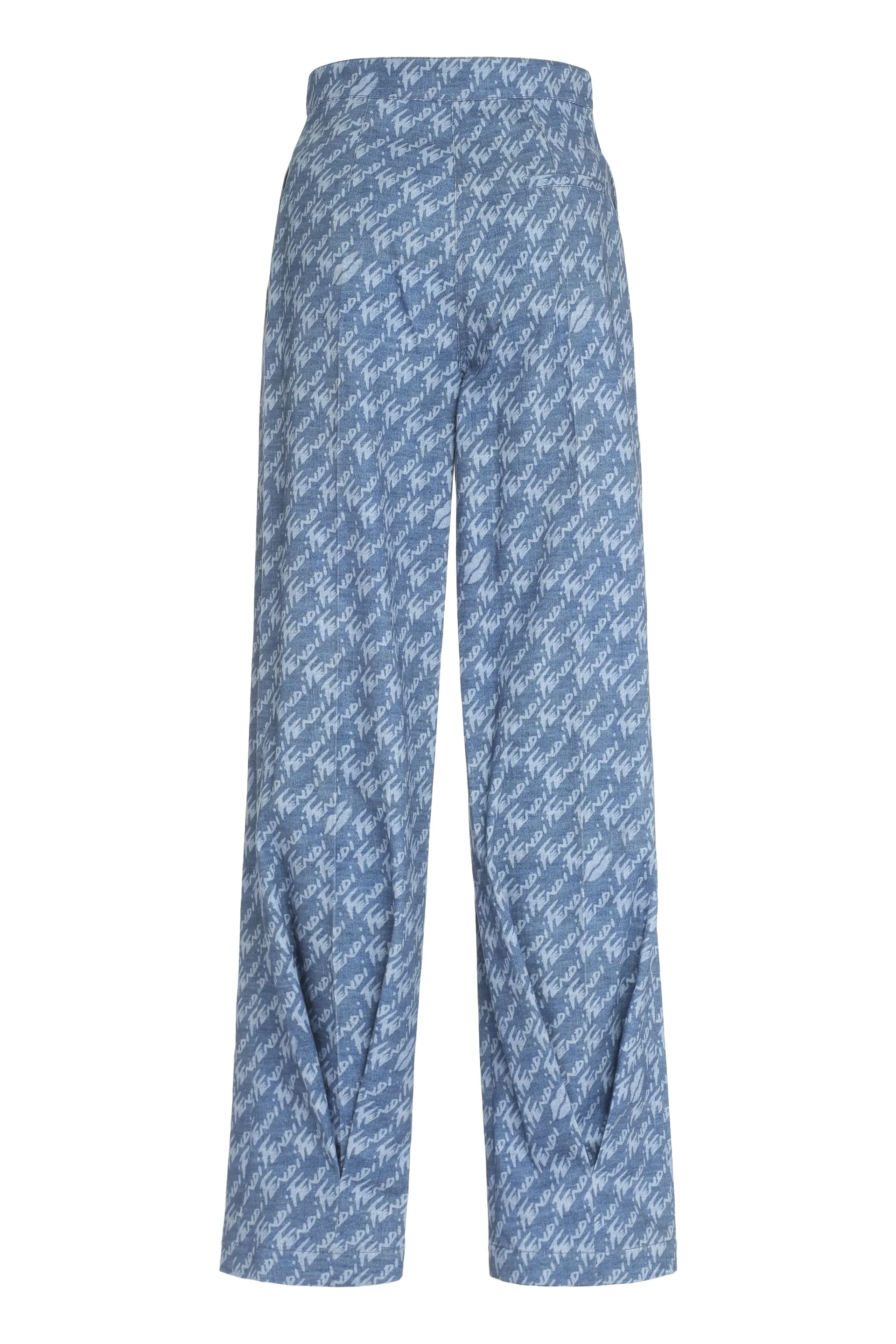 Fendi High-Rise Logo Chambray Trousers