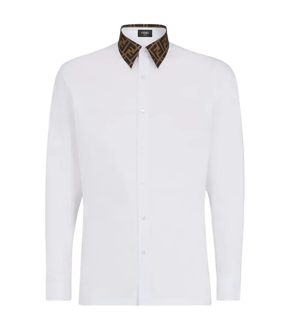 FENDI  |Long Sleeves Cotton Logo Luxury Shirts