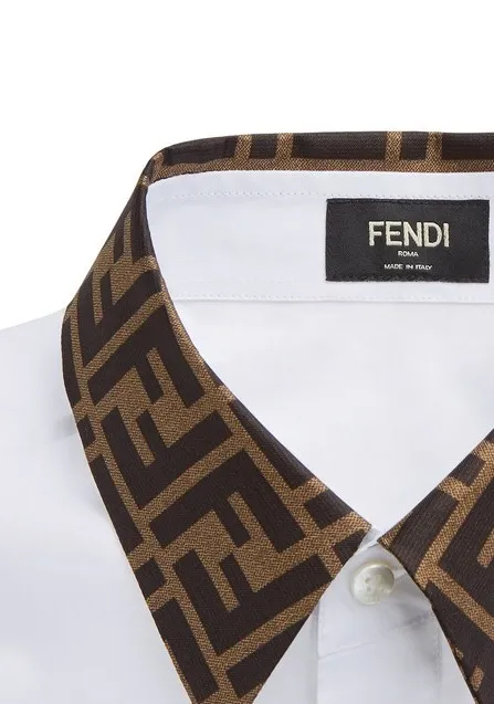 FENDI  |Long Sleeves Cotton Logo Luxury Shirts