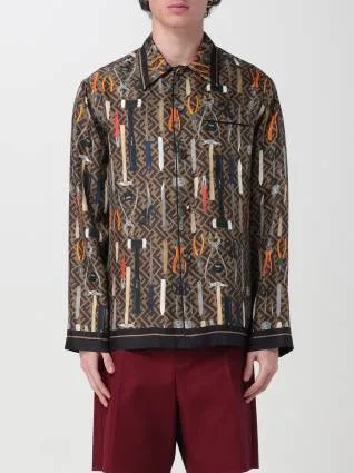 FENDI  |Silk Long Sleeves Logo Luxury Shirts