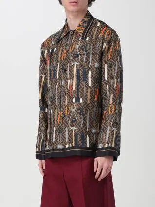 FENDI  |Silk Long Sleeves Logo Luxury Shirts