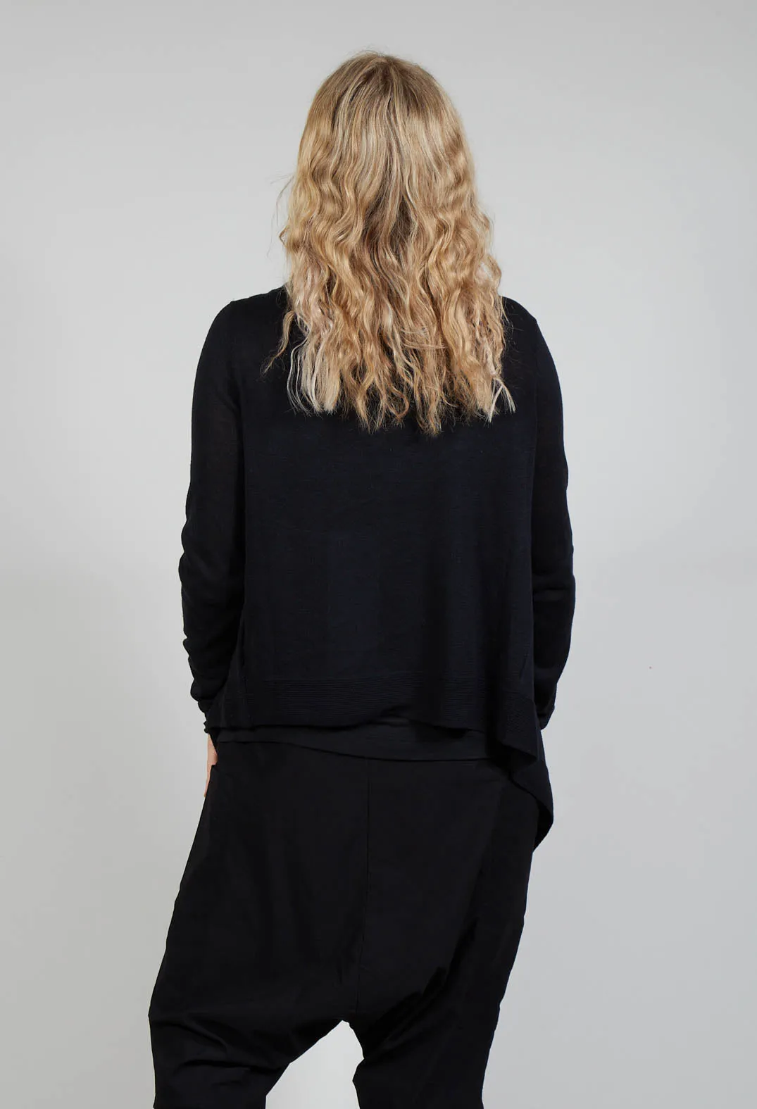 Flared Hem Short Cardigan in Black