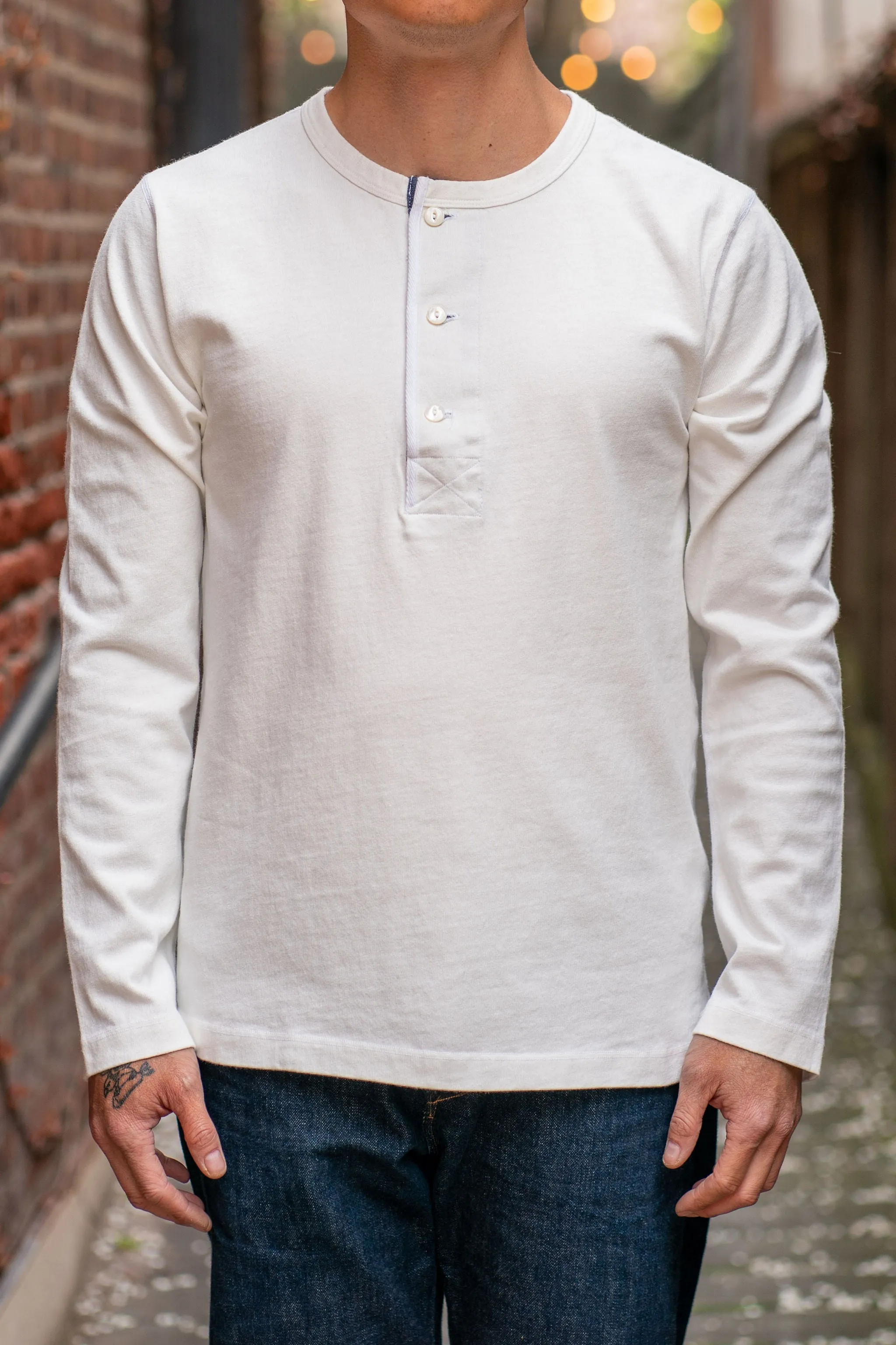 Freenote Cloth 13oz Henley L/S - White