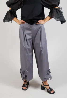 Frill Hemmed Trousers in Grey Purple