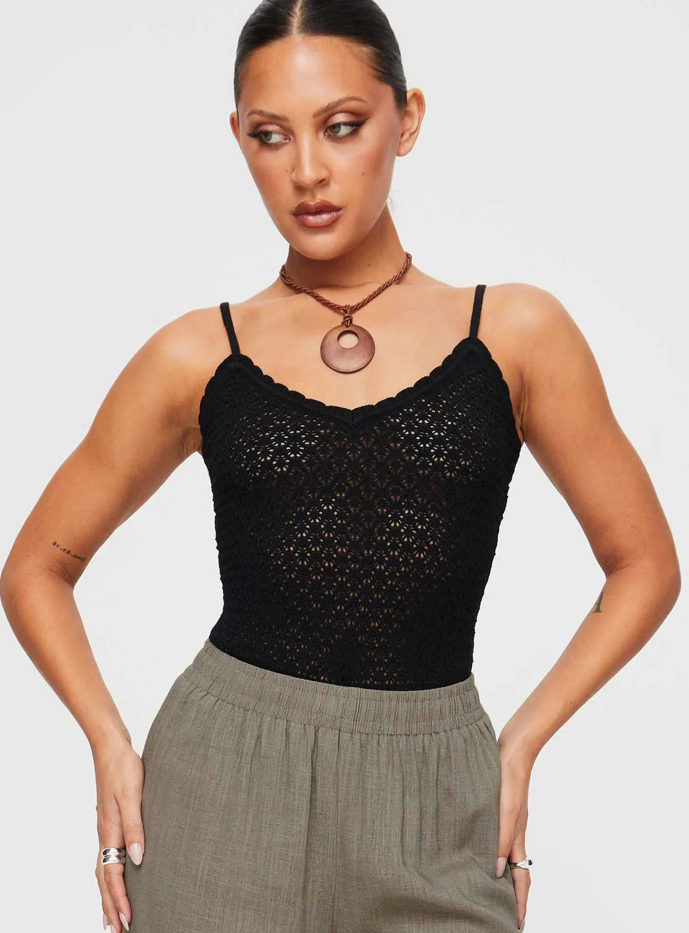 Going For It Knit Bodysuit Black