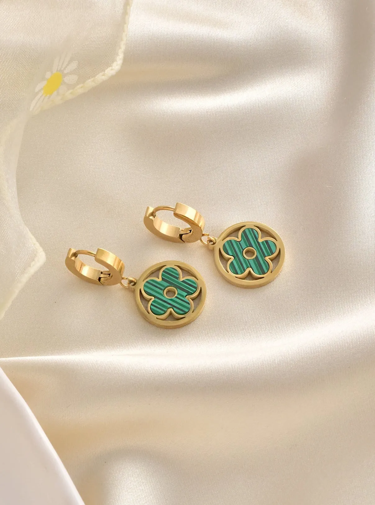 Green Flower Earring