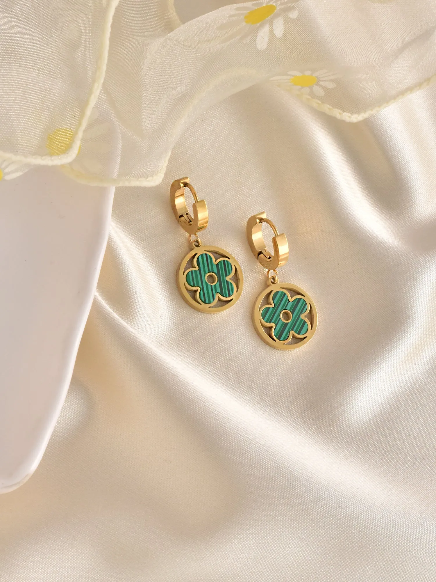 Green Flower Earring