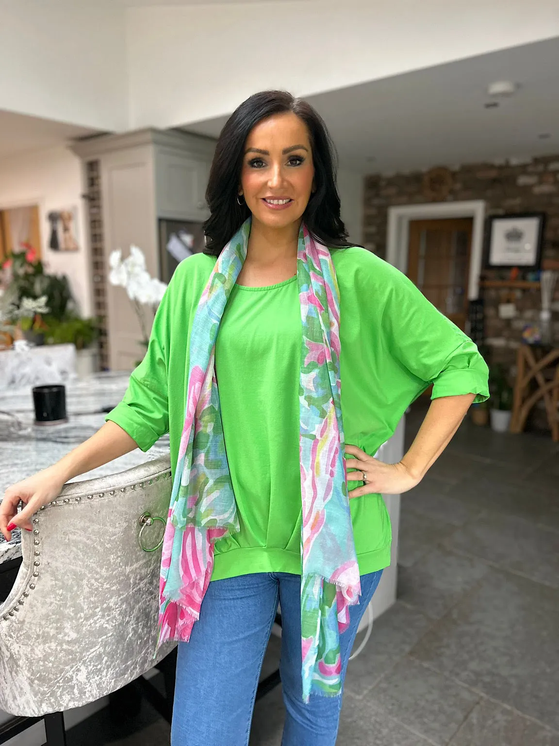 Green Ruched Hem Top Lottie