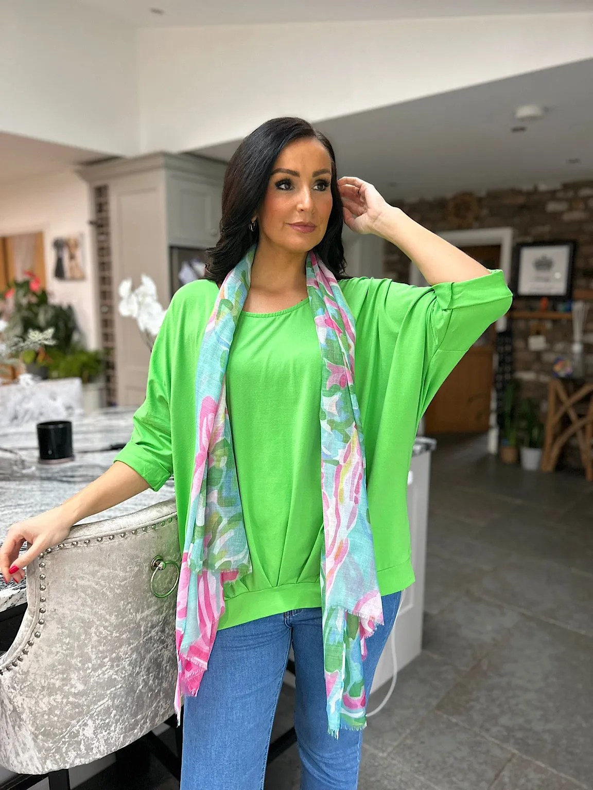 Green Ruched Hem Top Lottie