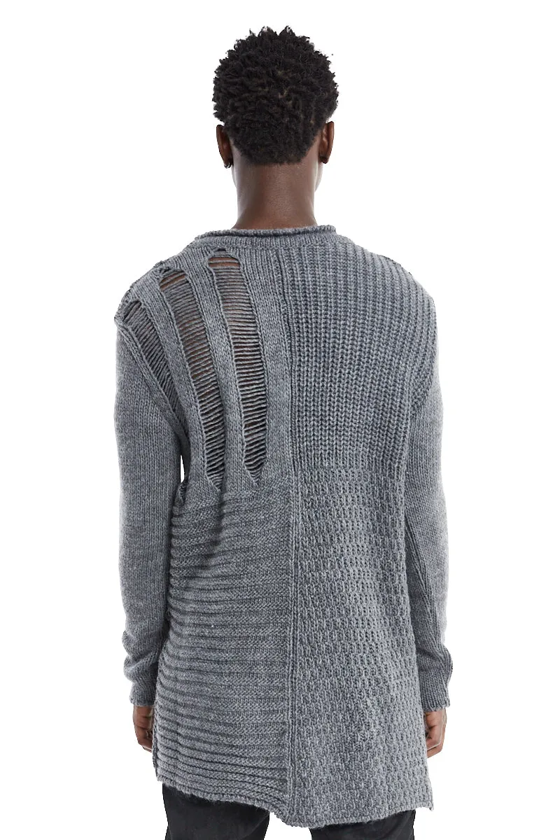 GREY ASYMMETRIC SWEATER