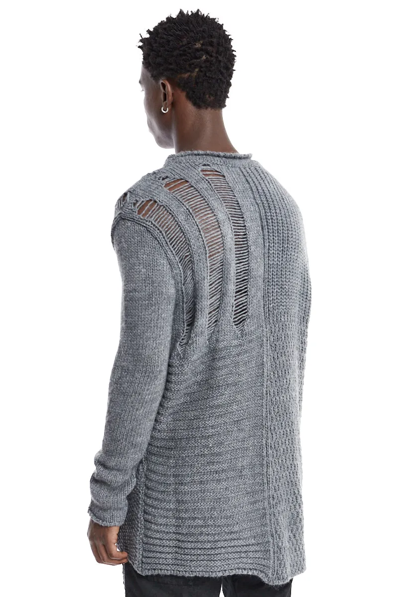 GREY ASYMMETRIC SWEATER