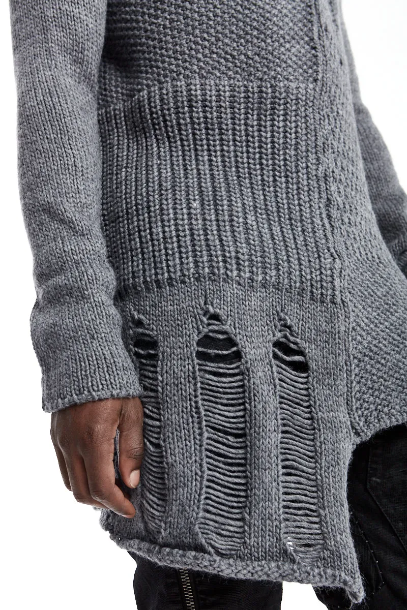 GREY ASYMMETRIC SWEATER