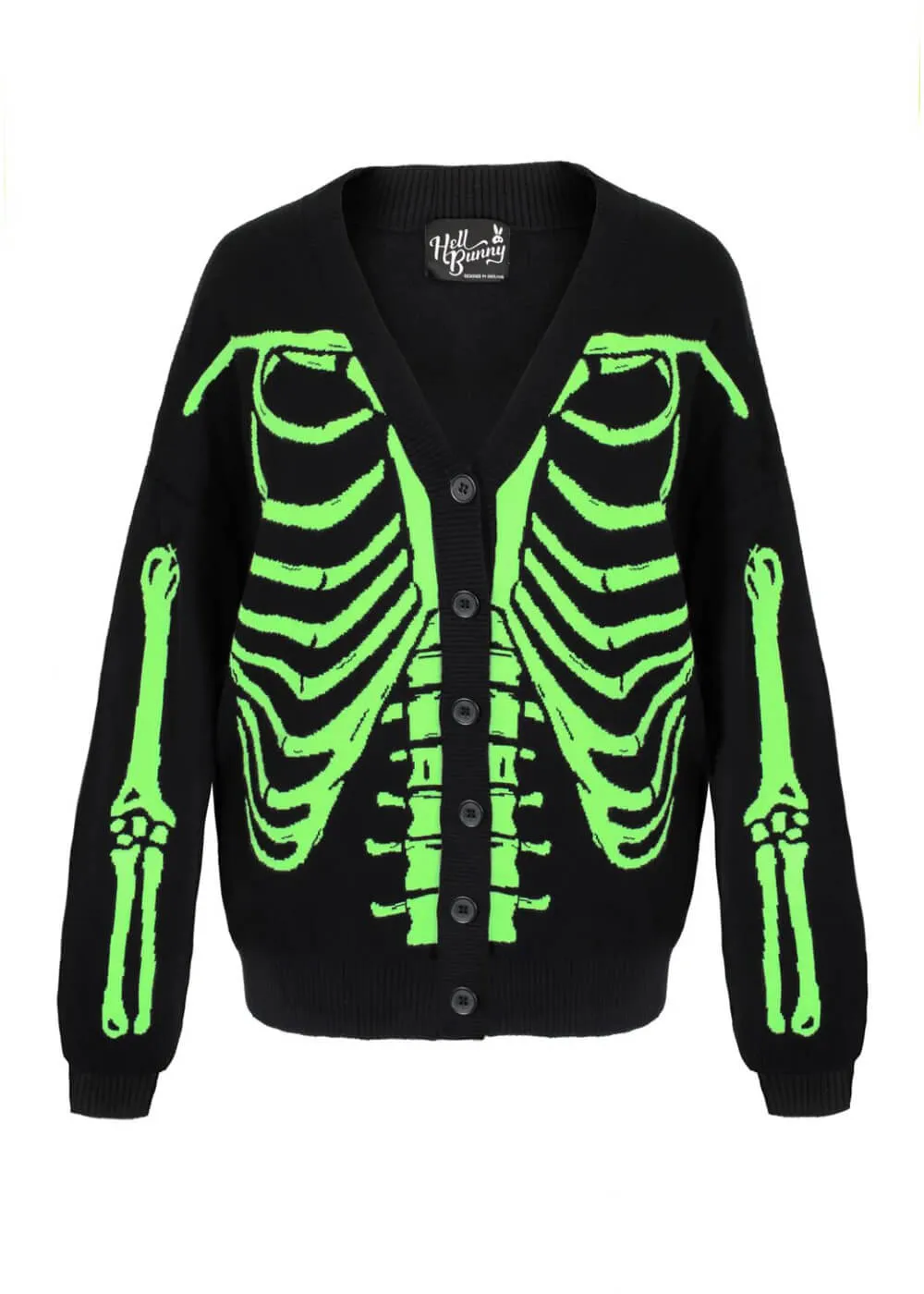 Hell Bunny Skeleton Cardigan Black Green