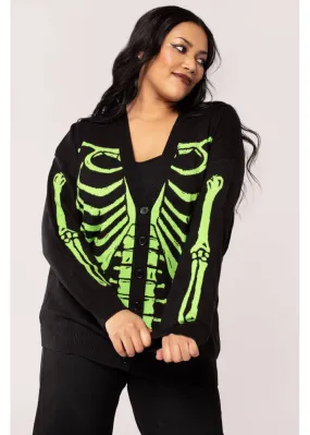 Hell Bunny Skeleton Cardigan Black Green